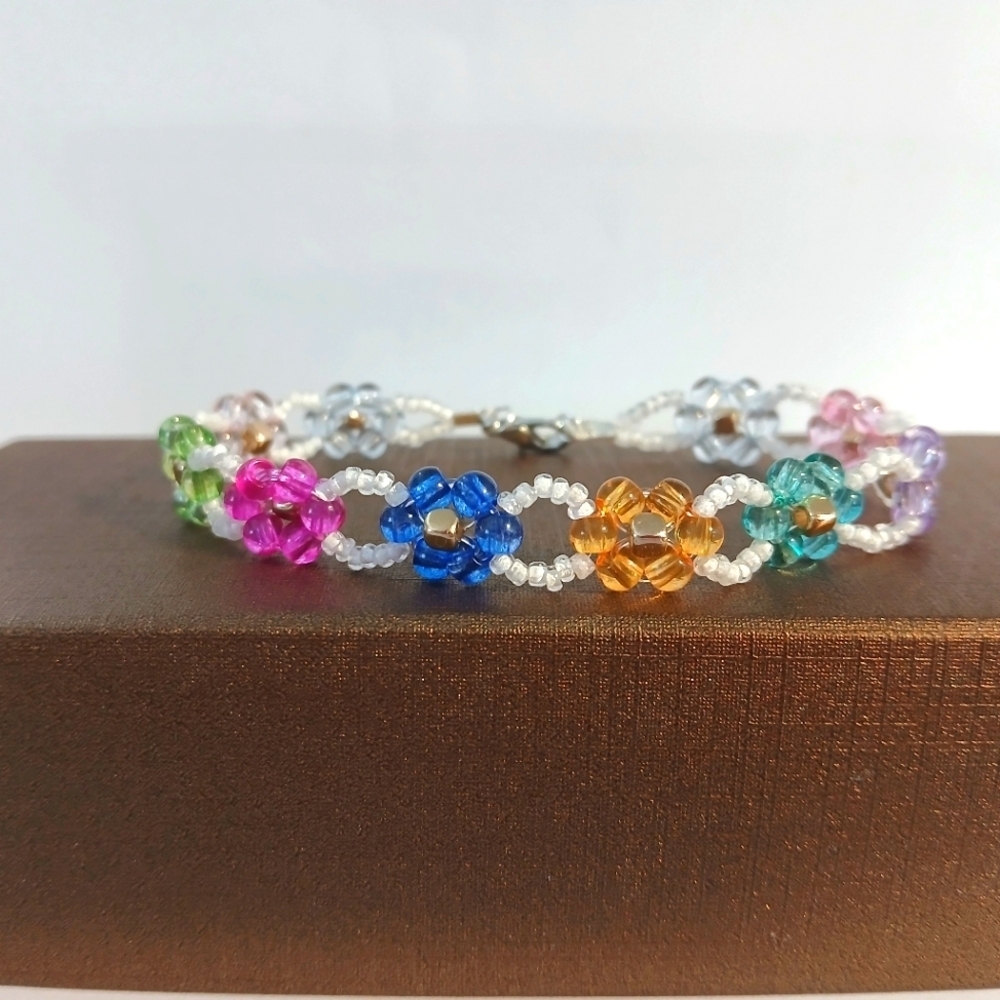 Handmade Beaded Flower Bracelet
